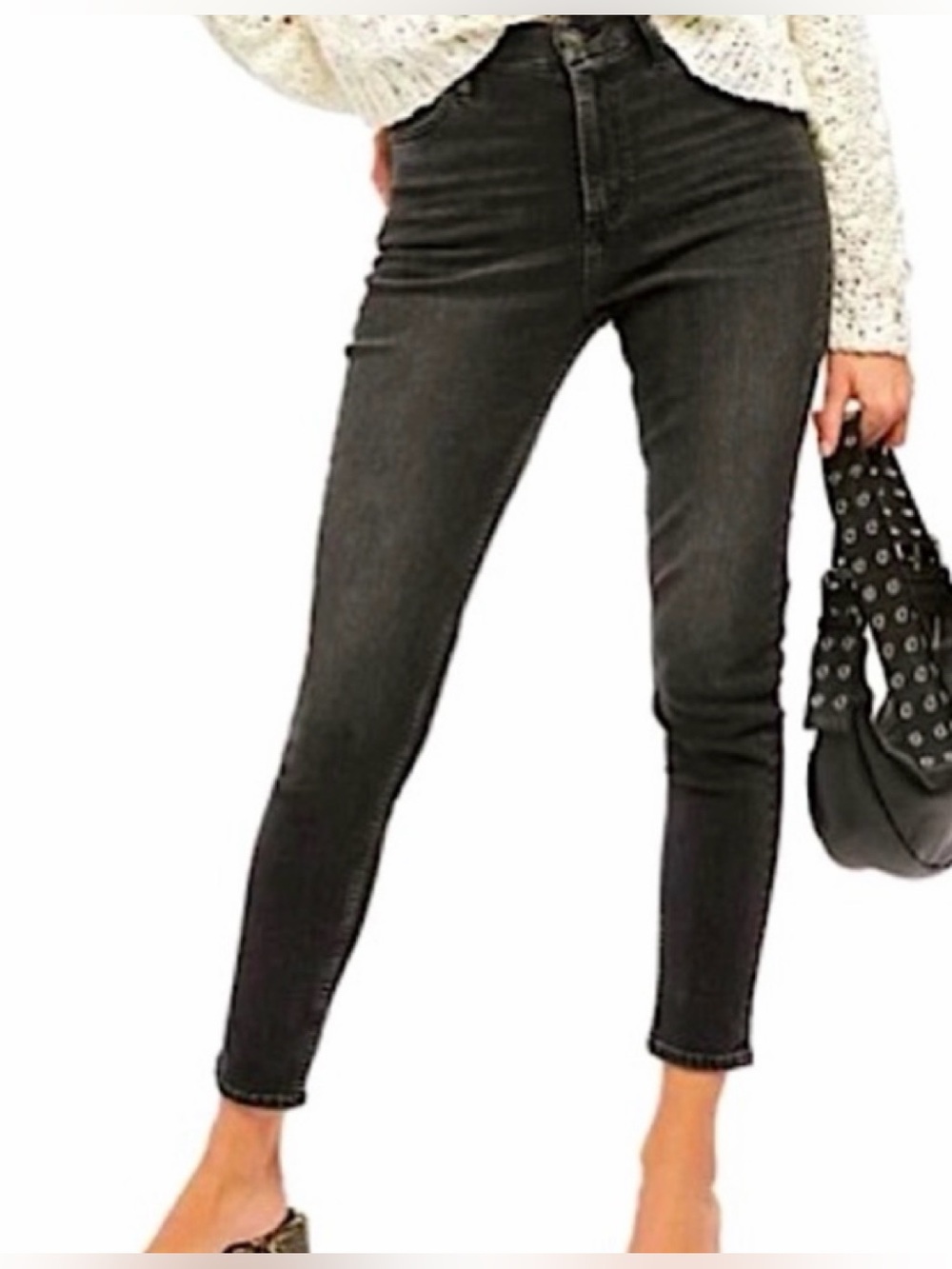 Free People Skinny Jeans in Washed Black 25